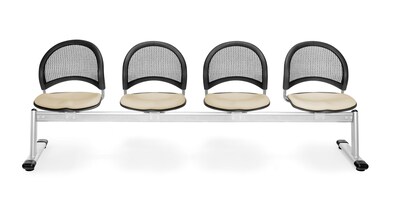 OFM Moon Series Fabric 4 Seat Beam Seating, Khaki