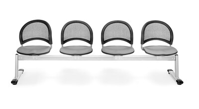 OFM Moon Series Fabric 4 Seat Beam Seating, Putty