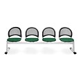 OFM Moon Series Fabric 4 Seat Beam Seating, Forest Green
