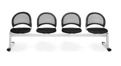 OFM Moon Series Fabric 4 Seat Beam Seating, Black