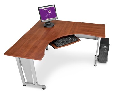 OFM 55196 Melamine L-shaped Workstation, Cherry
