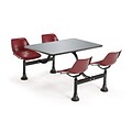 OFM 24 W x 48 L Stainless Steel Group/Cluster Table And Chair, Maroon