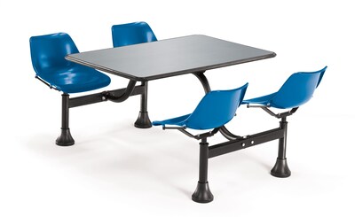 OFM 24 W x 48 L Stainless Steel Group/Cluster Table And Chair, Navy