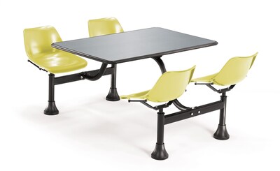 OFM 24 W x 48 L Stainless Steel Group/Cluster Table And Chair, Yellow
