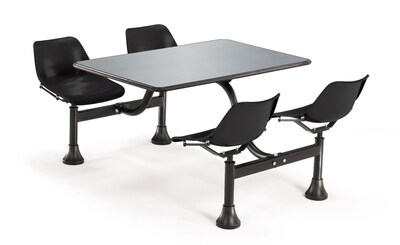 OFM 30 W x 48 L Stainless Steel Group/Cluster Table And Chair, Black