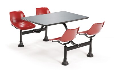 OFM 30 W x 48 L Stainless Steel Group/Cluster Table And Chair, Red