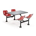 OFM 30 W x 48 L Stainless Steel Group/Cluster Table And Chair, Red