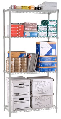 OFM Steel 72(H) x 36(W) x 24(D) Wire Shelving, Silver