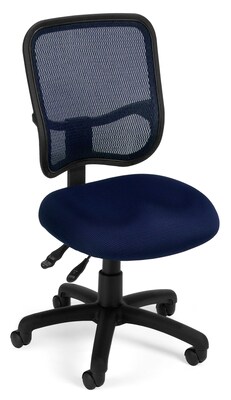 OFM Comfort Series Ergonomic Mesh Swivel Armless Task Chair, Mid Back, Navy (130-A04)