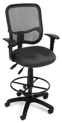 OFM Mesh Comfort Series Fabric Ergonomic Task Arm Stool, Gray (130-AA3-DK-A01)