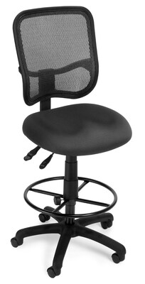 OFM Mesh Comfort Series Fabric Ergonomic Task Stool, Gray