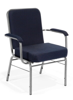 OFM Comfort Class Series Fabric Big And Tall Stack Chair, Navy Pinpoint, 4/Pack