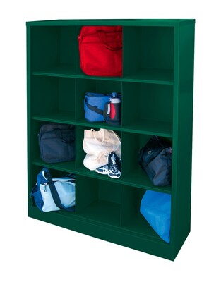 Sandusky® 66H x 46W x 18D Steel Cubby Storage Organizer, 12 Compartment, Forest Green