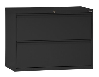 Sandusky® 800 Series 2-Drawer Steel Full Pull Lateral File Cabinet, Black, Letter/Legal (LF8F362-09)