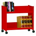 Sandusky® 25H x 29W x 14D Steel Single Sided Sloped Book Truck, 2 Shelf, Red