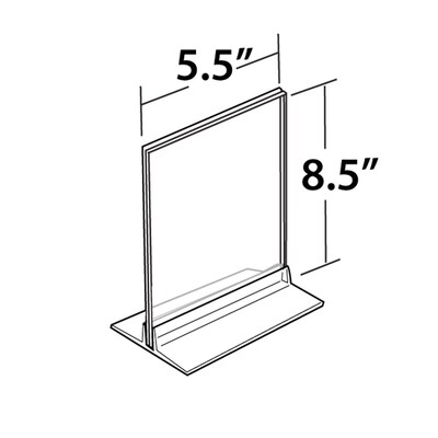 Azar Displays Clear Acrylic Double Sided Sign Holder 5.5 x 8.5 Vertical/Horizontal with T Strip, 1