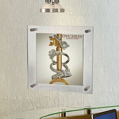Azar Sign Holder, 11 x 14, Wall Mounted, Silver Acrylic (105510)