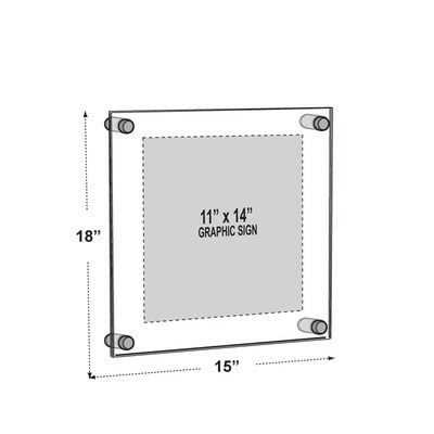 Azar Sign Holder, 11" x 14", Wall Mounted, Silver Acrylic (105510)