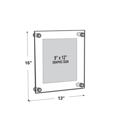 Azar Sign Holder, Wall Mounted, Silver Acrylic (105512)