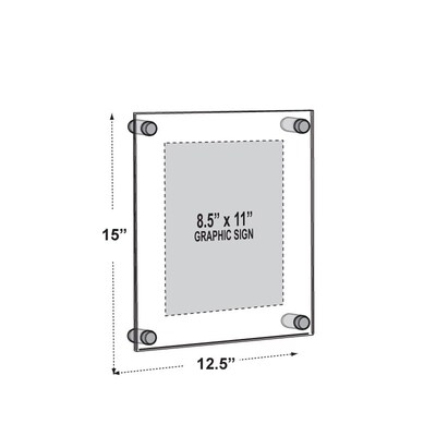 Azar Sign Holder, 8.5" x 11", Wall Mounted, Silver Acrylic (105514)