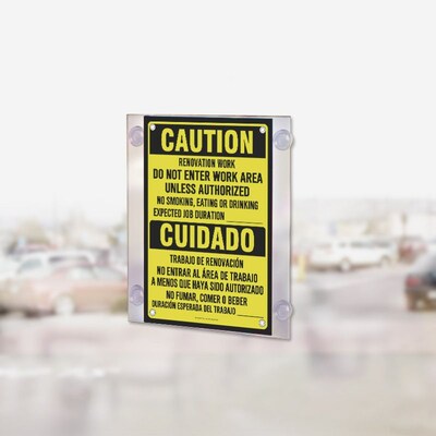 Azar® 14 x 8 1/2 Acrylic Sign Holder With Suction Cups, Clear, 2/Pk