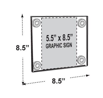 Azar Displays Clear Acrylic Window/Door Sign Holder Frame with Suction Cups 5.5''W x 8.5''H, 2-Pack (106626)