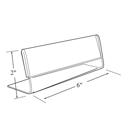 Azar Displays L-Shaped Sign Holder Frames, 6W X 2H, Clear, 10/Pack (112702)