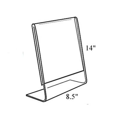 Azar Vertical Slanted Sign Holder, 14" x 8 1/2", Clear Acrylic, 10/Pack