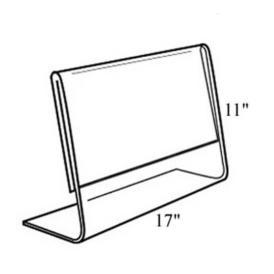 Azar Displays L-Shaped Sign Holders, 17W x 11H, Clear, 10/Pack (112709)