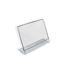 Azar Horizontal Slanted L-Shape Sign Holder, 2 1/2 x 3 1/2, Clear Acrylic, 10/Pack (112740)