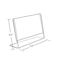 Azar Horizontal Slanted L-Shape Sign Holder, 2 1/2 x 3 1/2, Clear Acrylic, 10/Pack (112740)