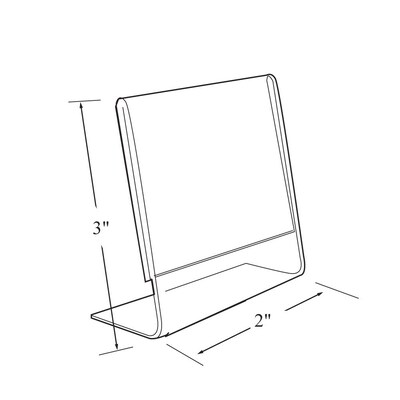 Azar Displays L-Shaped Sign Holder 2W x 3H, Clear, 10/Pack (112741)
