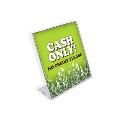 Azar Sign Holder, 2" x 3", Vertical, Clear Acrylic, 10/Pack (112741)