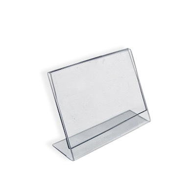 Azar Displays L-Shaped Sign Holder, 3W x 2H, Clear, 10/Pack (112742)
