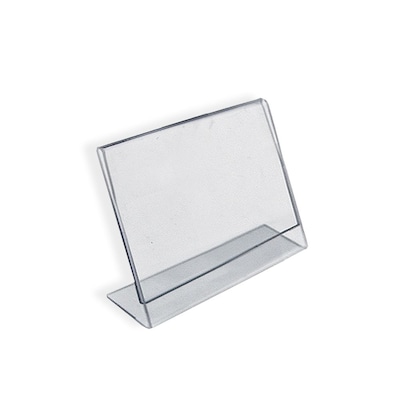 Azar® 2" x 3" Horizontal Slanted L-Shape Acrylic Acrylic Sign Holder, 10/Pack