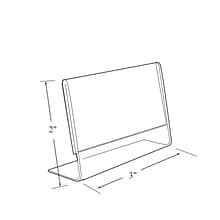 Azar® 2 x 3 Horizontal Slanted L-Shape Acrylic Acrylic Sign Holder, 10/Pack