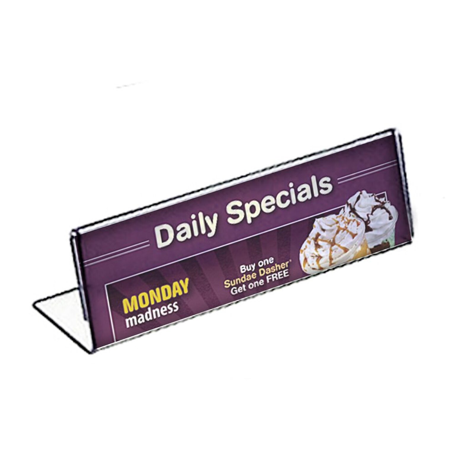 Azar Sign Holders, 8.5 x 2.5, Horizontal, Clear Acrylic, 10/Pack (112760)