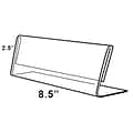 Azar Displays Angled L-Shaped Sign Holder Frame 8.5x 2.5High- Horizontal/Landscape, 10-Pack (1127