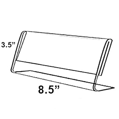 Azar Displays Angled L-Shaped Sign Holder Frame 8.5x 3.5High- Horizontal/Landscape, 10-Pack (1127