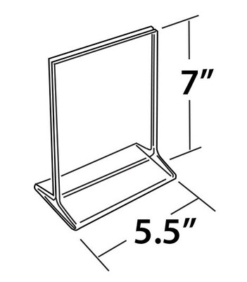 Azar Displays T-Frame Sign Holder, 5.5"W x 7''H, Clear, 10/Pack (142709)