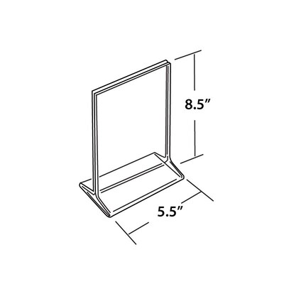 Azar Displays T-Frame Sign Holder, 5.5"W x 8.5''H, Clear, 10/Pack (142711)