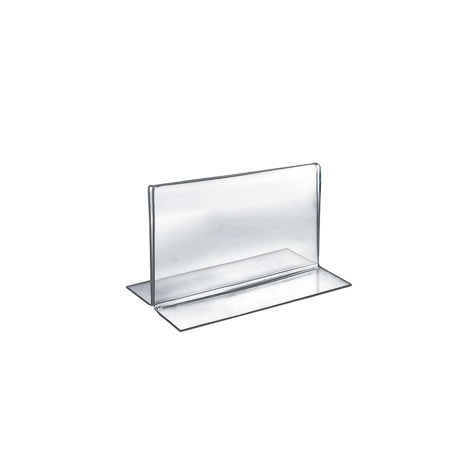 Azar Displays Bottom Loading Clear Acrylic T-Frame Sign Holder 7 Wide x 5 High - Horizontal/Landscape, 10-Pack (152723)