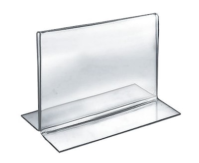 Azar Displays Bottom Loading Clear Acrylic T-Frame Sign Holder 6 Wide x 5 High-Horizontal/Landsca