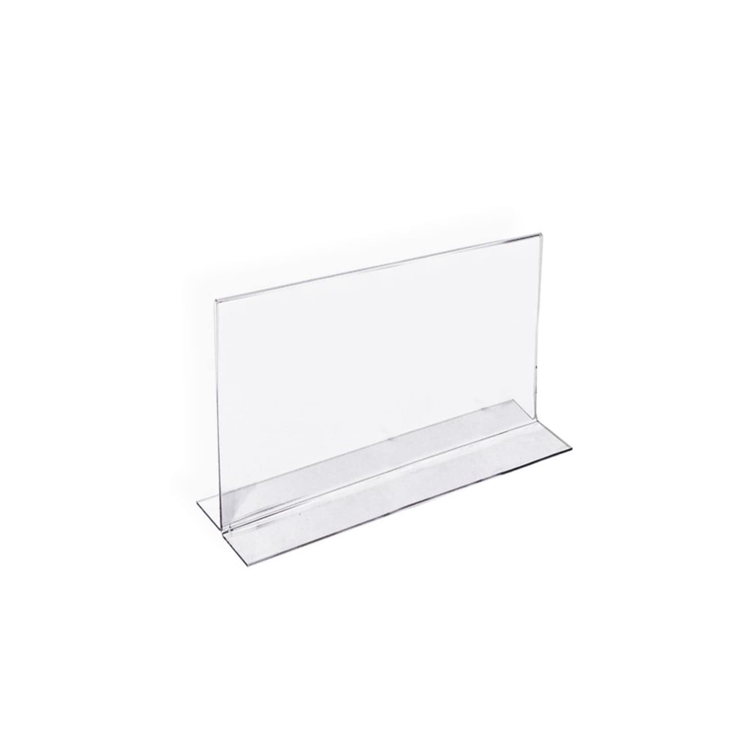 Azar Displays Bottom Loading Clear Acrylic T-Frame Sign Holder 6 Wide x 4High- Horizontal/Landscape, 10-Pack (152727)