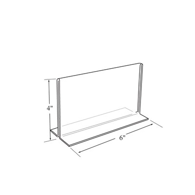 Azar Displays Bottom Loading Clear Acrylic T-Frame Sign Holder 6" Wide x 4''High- Horizontal/Landscape, 10-Pack (152727)