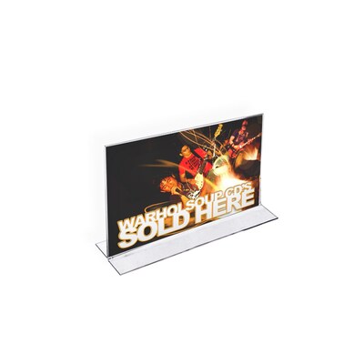 Azar Displays Bottom Loading Clear Acrylic T-Frame Sign Holder 6" Wide x 4''High- Horizontal/Landscape, 10-Pack (152727)