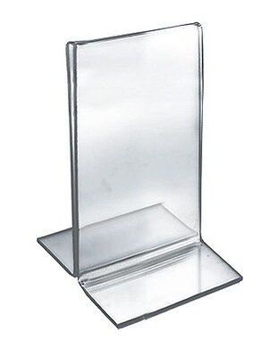 Azar 5 x 3.5 Vertical Double Sided Stand Up Acrylic Sign Holder, Clear, 10/Pack (152731)