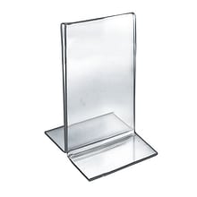 Azar 5 x 3 1/2 Vertical Double Sided Stand Up Acrylic Sign Holder, Clear, 10/Pack