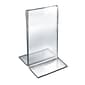 Azar 5" x 3 1/2" Vertical Double Sided Stand Up Acrylic Sign Holder, Clear, 10/Pack