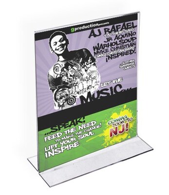 Azar Sign Holder, 5" x 3.5", Vertical, Clear Acrylic, 10/Pack (152731)